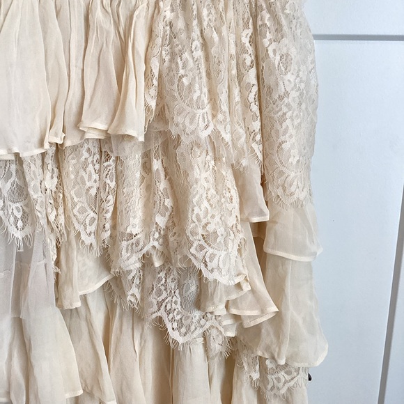 Anthropologie Cream Ruffled Off-Shoulder Tiered Dress - Picture 12 of 15